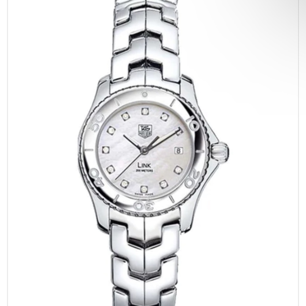 DIAMOND DIAL TAG HEUER LADIES LINK WJ1319.BA0572 MOTHER OF PEARL QUARTZ WATCH
